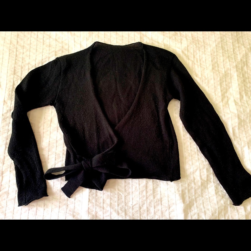 Black cropped cardigan. Porselli made in Italy